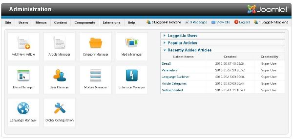 Panel de control de Joomla 1.6